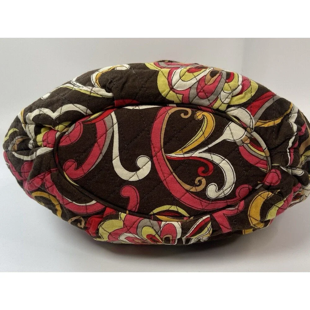 RETIRED Vera Bradley Morgan Tote Bag Mod Floral Pink Brown Yellow Birds Lot Of 2